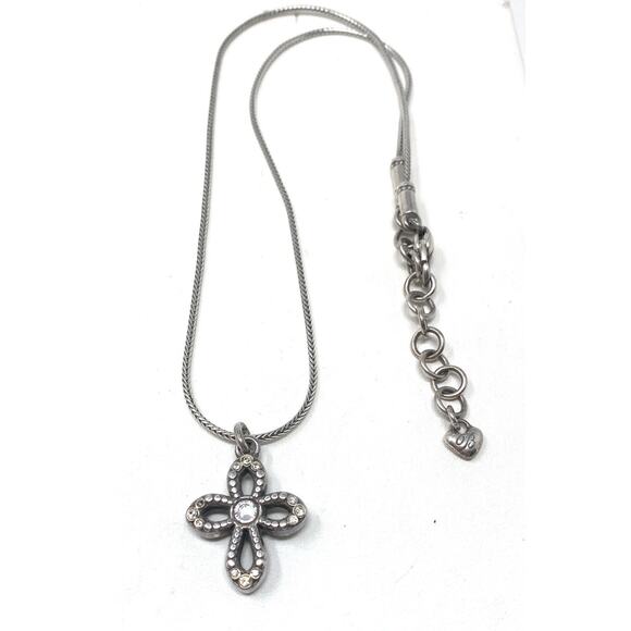 Brighton Reversible Faithful Crystal Cross Pendant Necklace Snake Chain - Picture 1 of 4